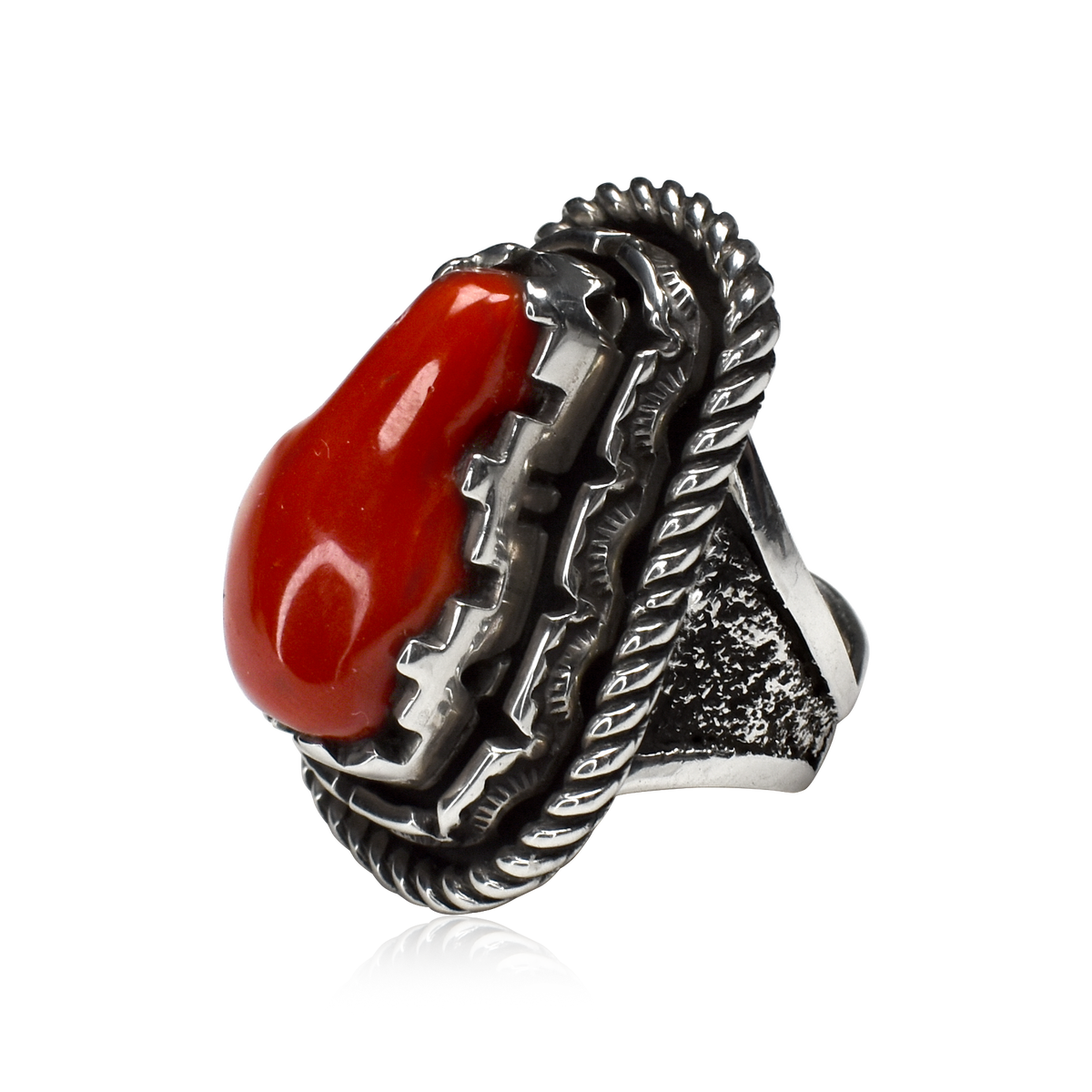 Red Coral Stack Mount Ring by Toney Mitchell