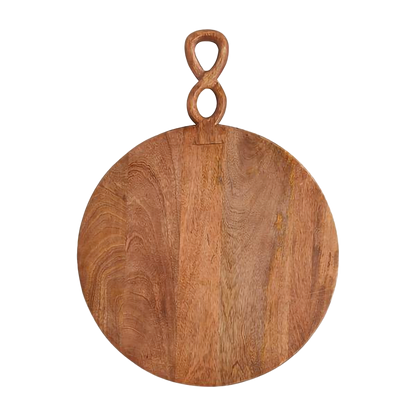 Twisted Handle Round Mango Wood Board