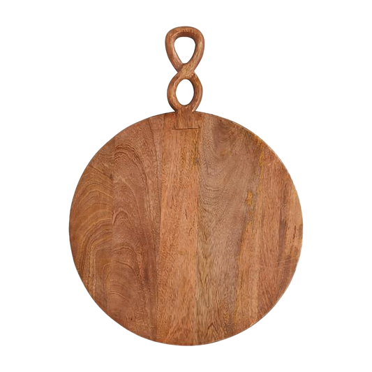 Twisted Handle Round Mango Wood Board