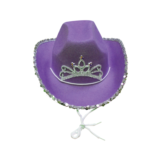 Purple Youth Paper Felt Hat with Tiara and Sequin Trim