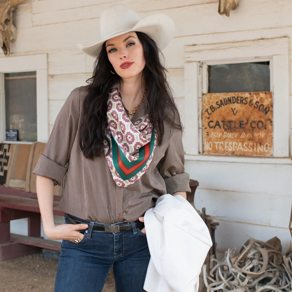 Fringe "Stuck Up Steer" Silk Wild Rag