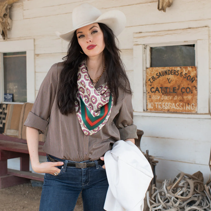 Fringe "Stuck Up Steer" Silk Wild Rag