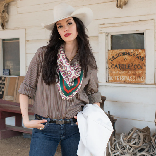 Fringe "Stuck Up Steer" Silk Wild Rag
