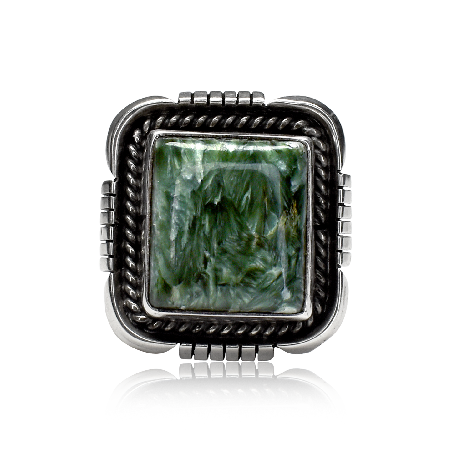 Square Seraphinite Ring by Brenda Jiminez