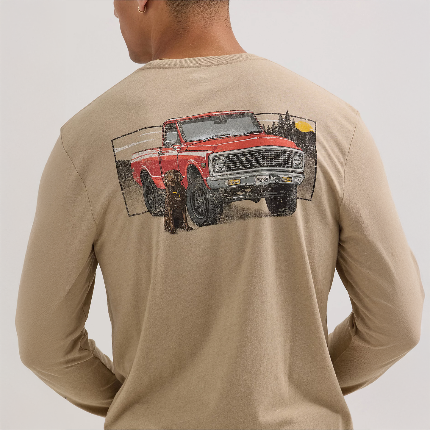 Wrangler Men's Long Sleeve Truck Back Graphic Tee - Trench Coat Heather