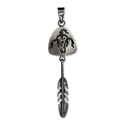 Spirit Keeper Sterling Silver Kachina & Feather Pendant