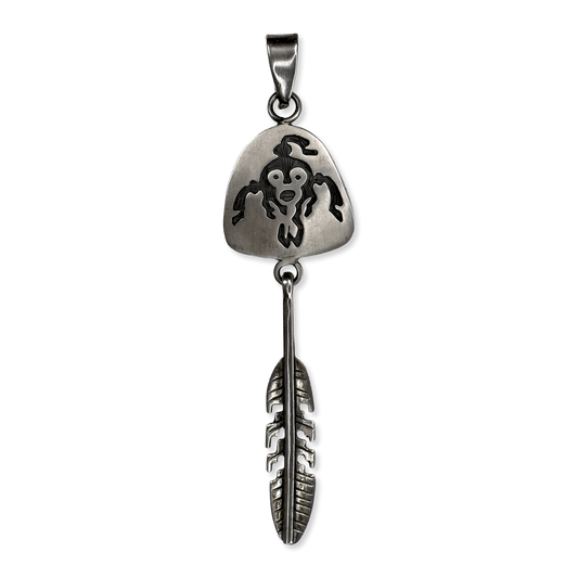 Spirit Keeper Sterling Silver Kachina & Feather Pendant