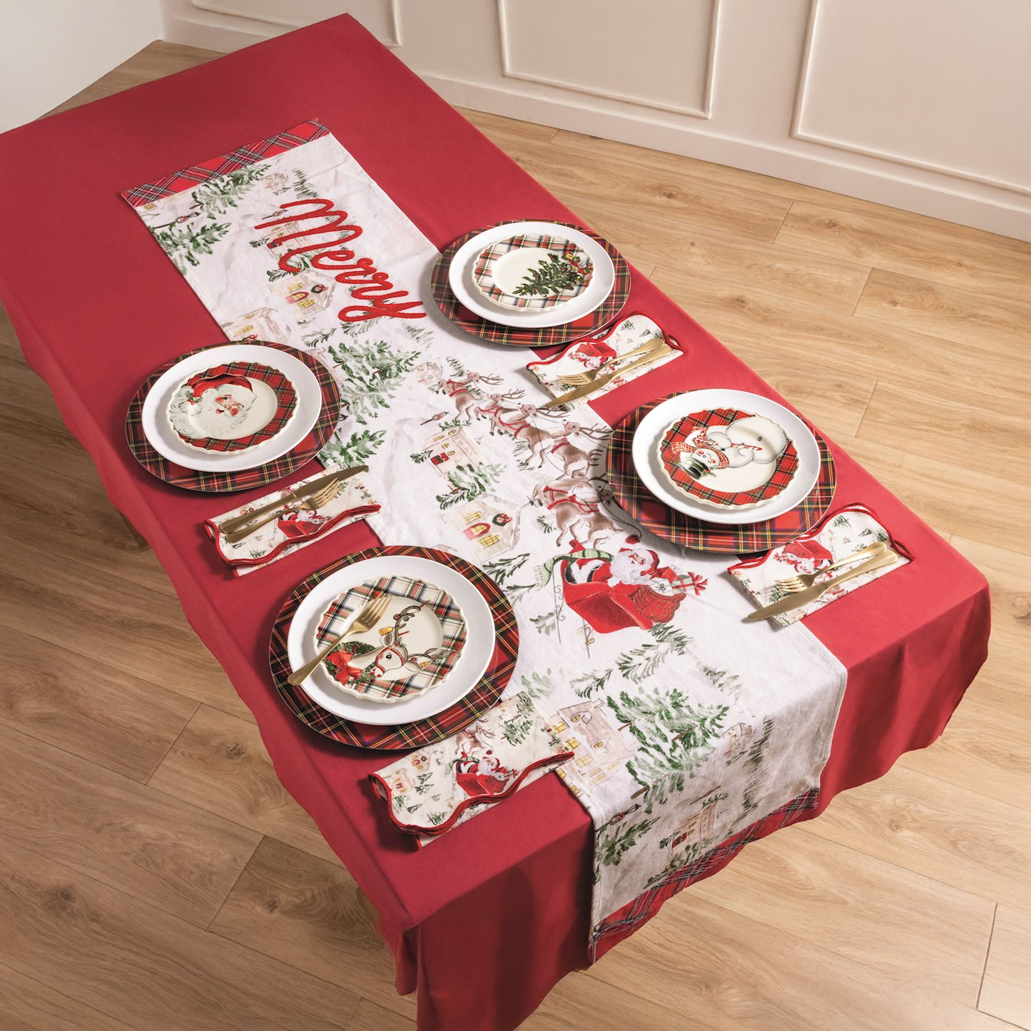 Christmas Scalloped Cotton Napkin Set