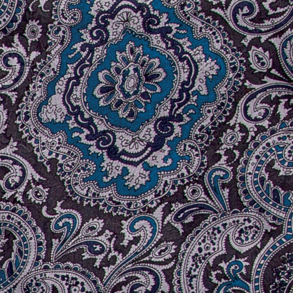 Blue and Silver Paisley Jacquard Silk Wild Rag - 20"