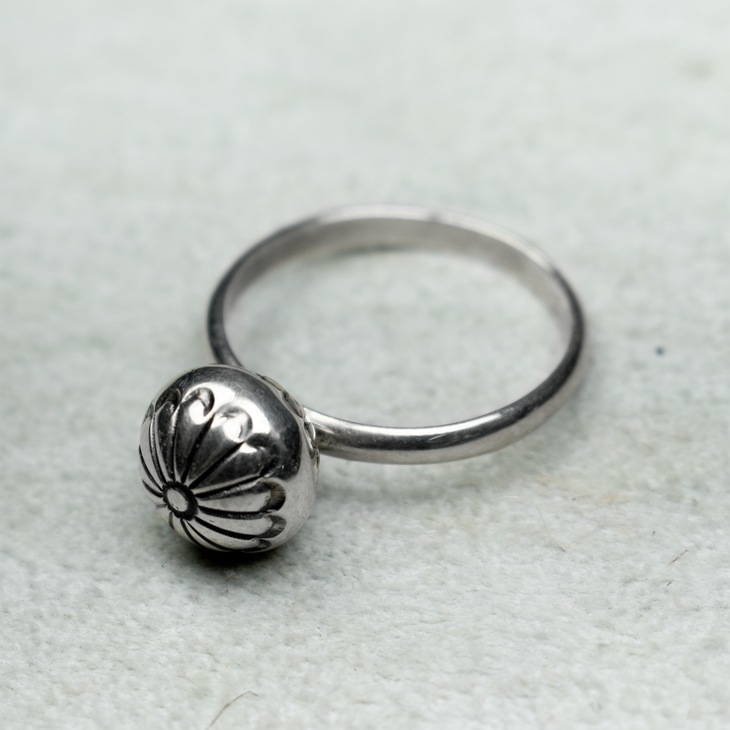 Etched Pillow Bead Ring