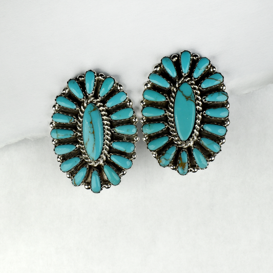 Sleeping Beauty Turquoise Cluster Stud Earrings by Davina Benally
