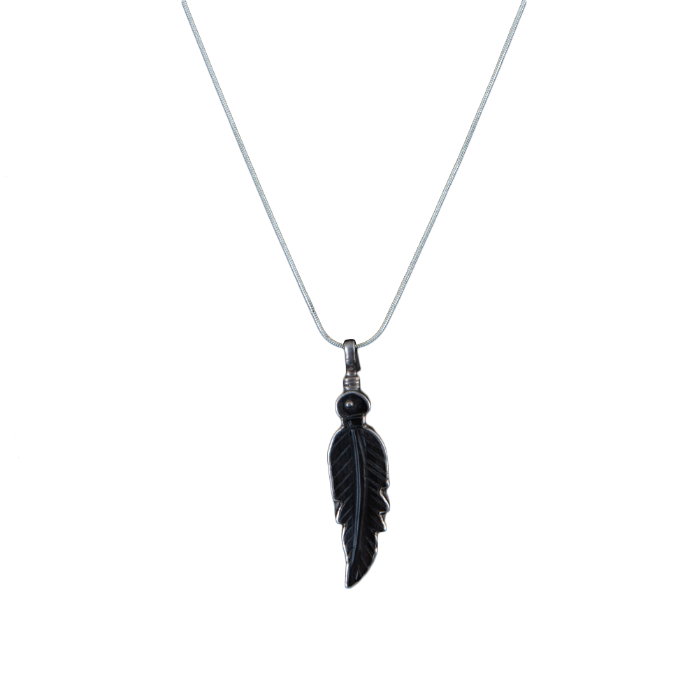 Coreen Cordova Tiny Black Feather Pendant