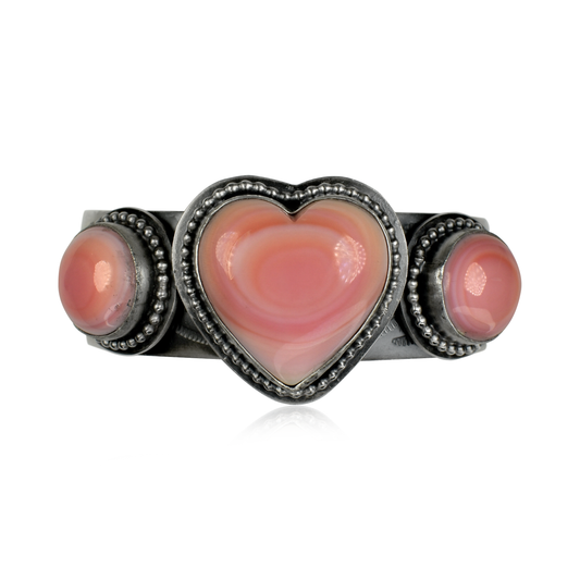 Three Stone Pink Conch Shell Heart Cuff by Boyd Ashley