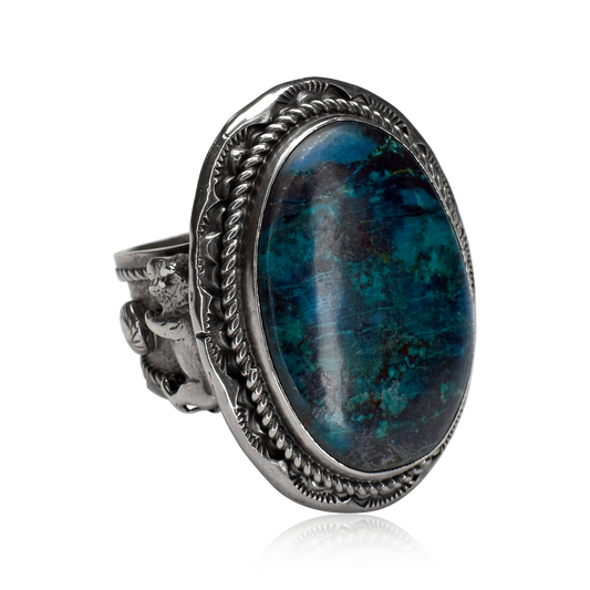 Twilight Guardian Chrysocolla Bison Icon Ring by Brenda Jiminez
