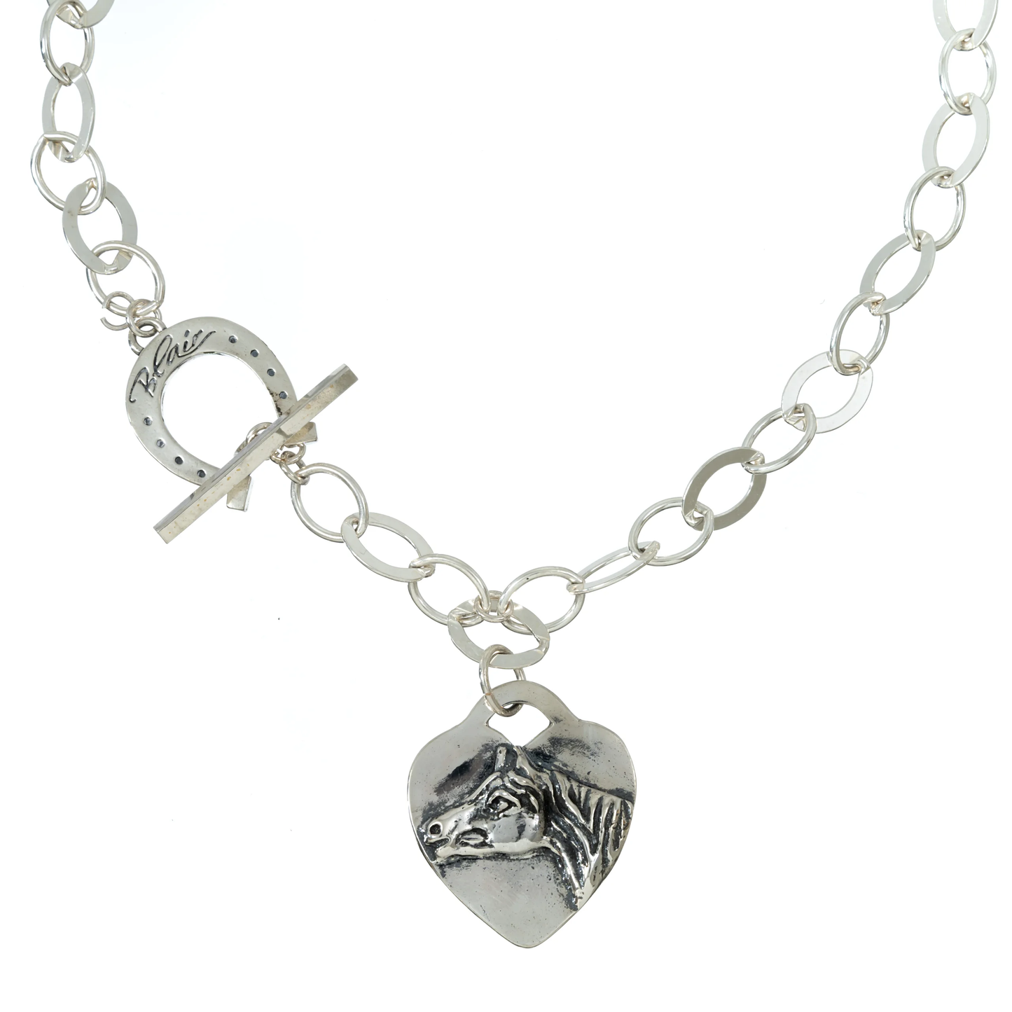 Quarter Horse Sterling Sweetheart Necklace with Horseshoe Toggle by Blair C. Dworkin