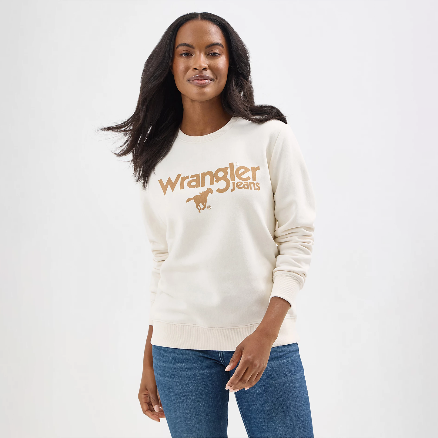 Wrangler Women's Classic Logo Crewneck Pullover - Whisper White