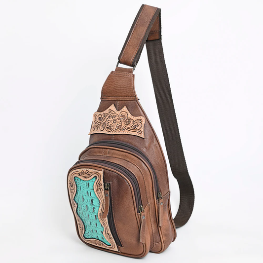 Hand Carved Turquoise Leather Concealed Carry Handbag