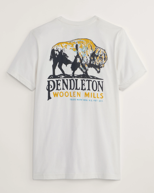 Pendleton Men's Bison Graphic Tee - Vintage White/Brown