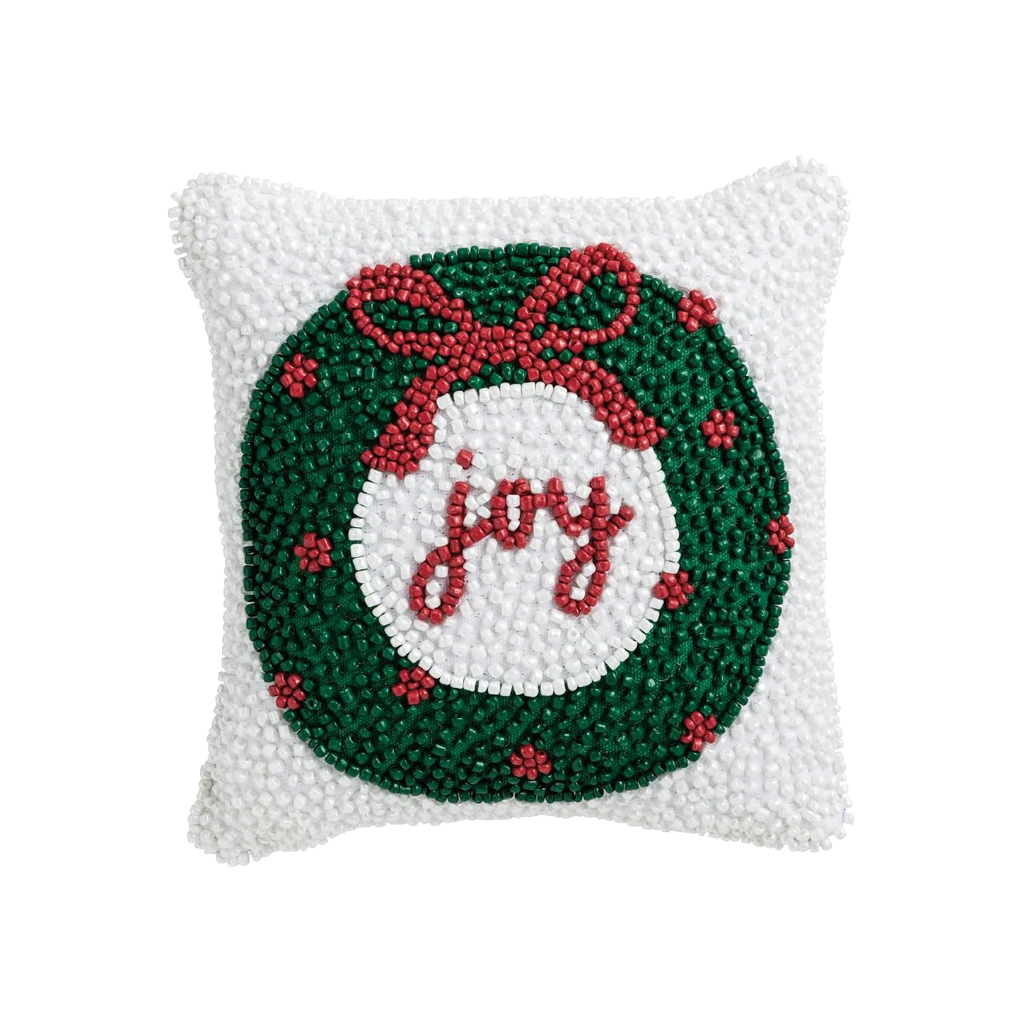 Beaded Cotton Christmas Mini Pillow