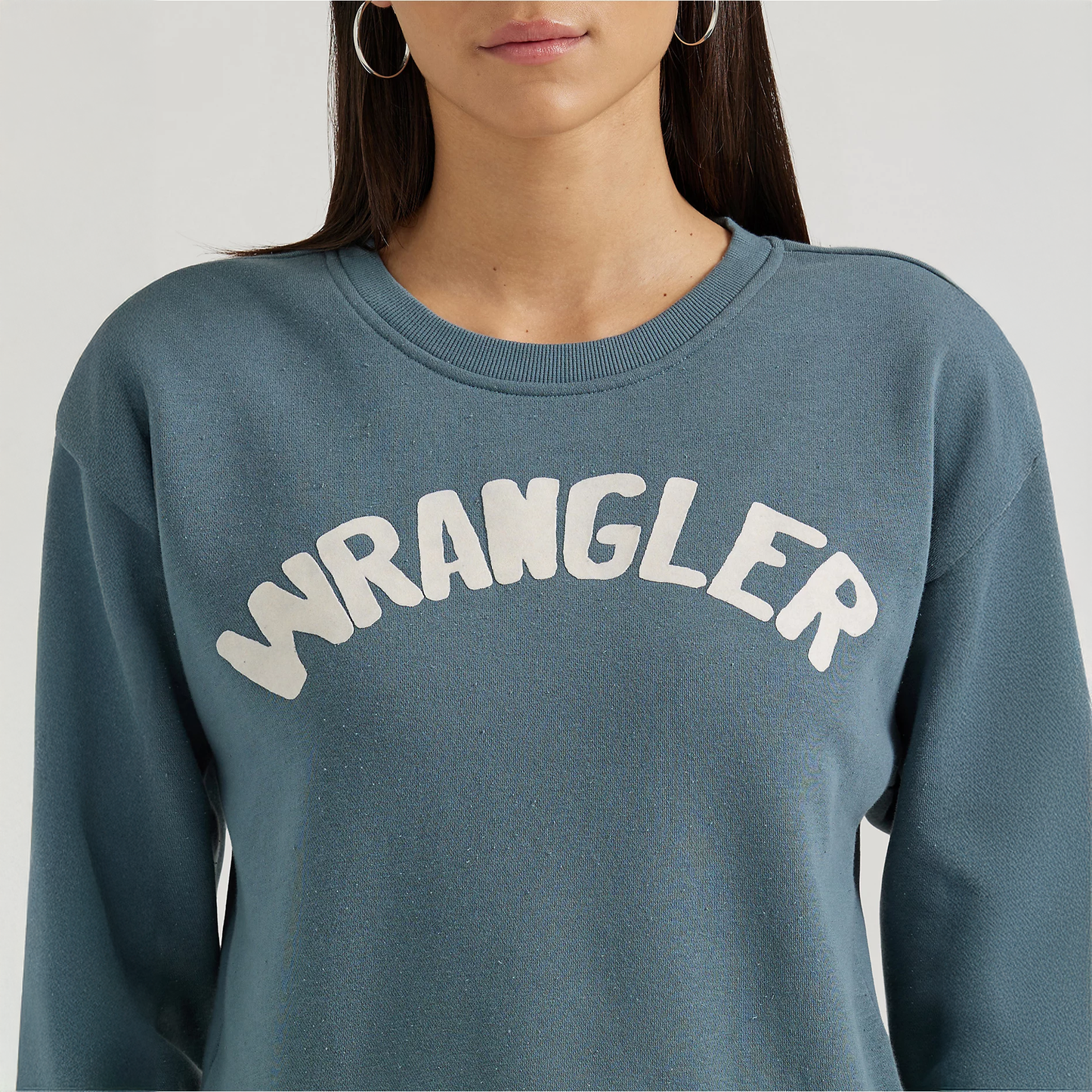 Wrangler Women's Shabby Logo Pullover Sweatshirt - Dusty Blue