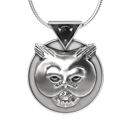 Wise Guy Pendant Necklace - Sterling Silver with Black Onyx