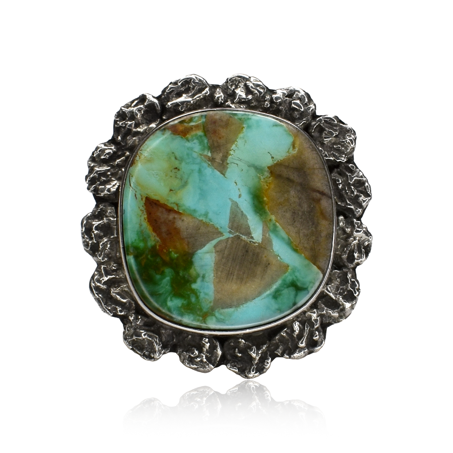 Painted Earth Square Royston Turquoise Ring by Benajmin Piaso