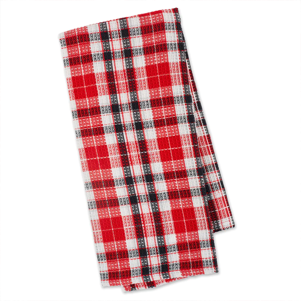 Large Red & Black Plaid Barbecue Dish Towel and Spatula Set