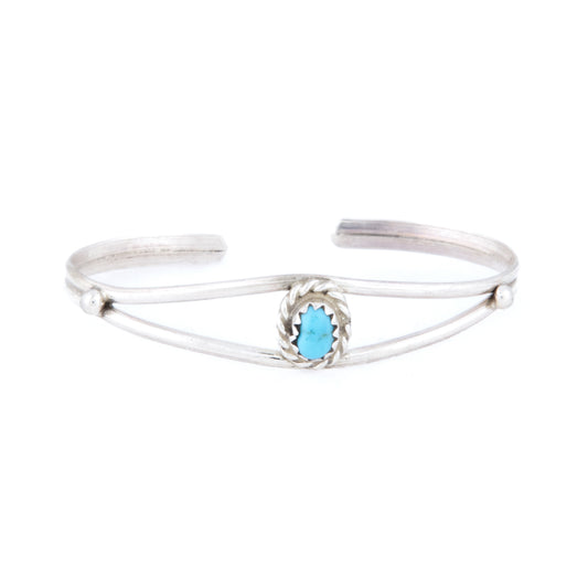 Delicate Sterling Silver Baby Bracelet with Turquoise Inlay by Elton Cadman