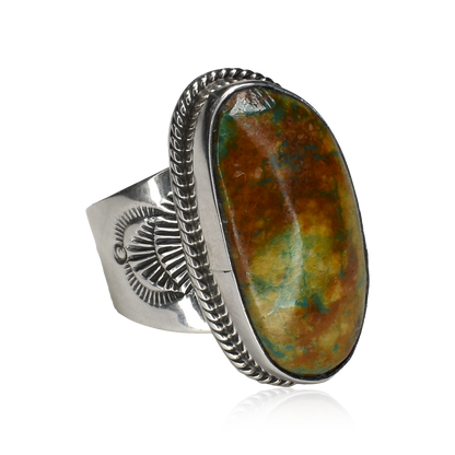Golden Mesa Royston Turquoise Stamped Ring by J. Nelson