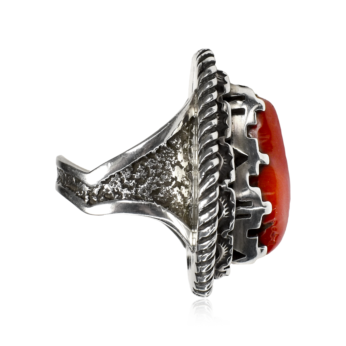 Red Coral Stack Mount Ring by Toney Mitchell