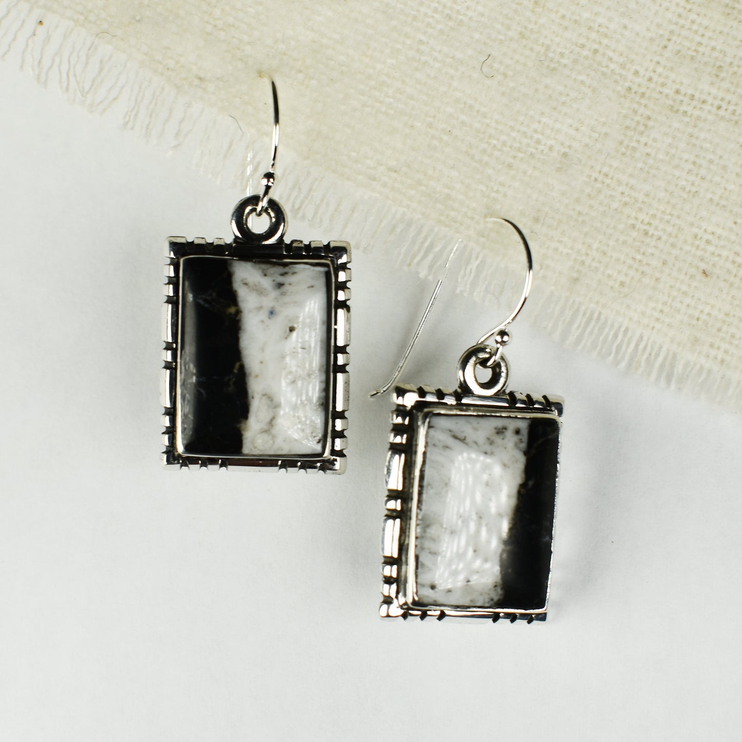 White Buffalo Rectangular Earrings