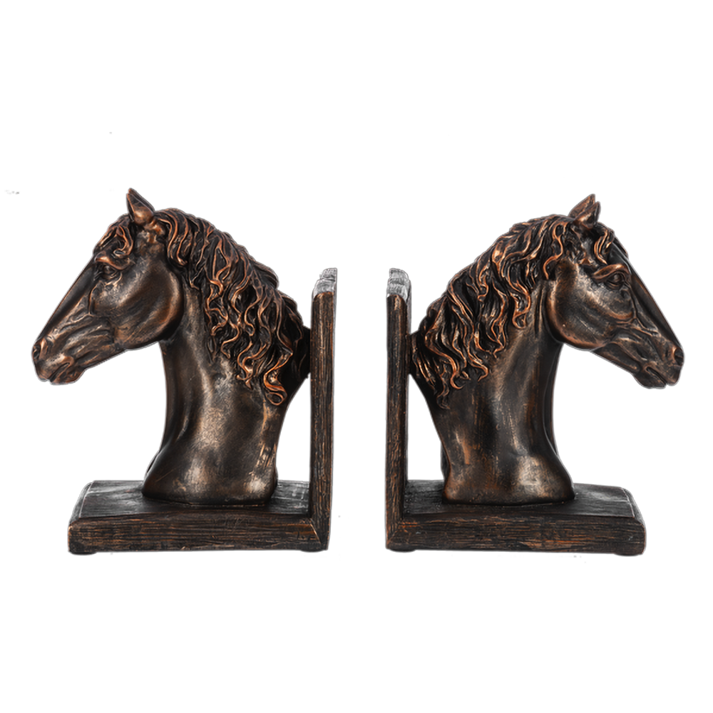 Antique Bronze Horse Bookend - Pair