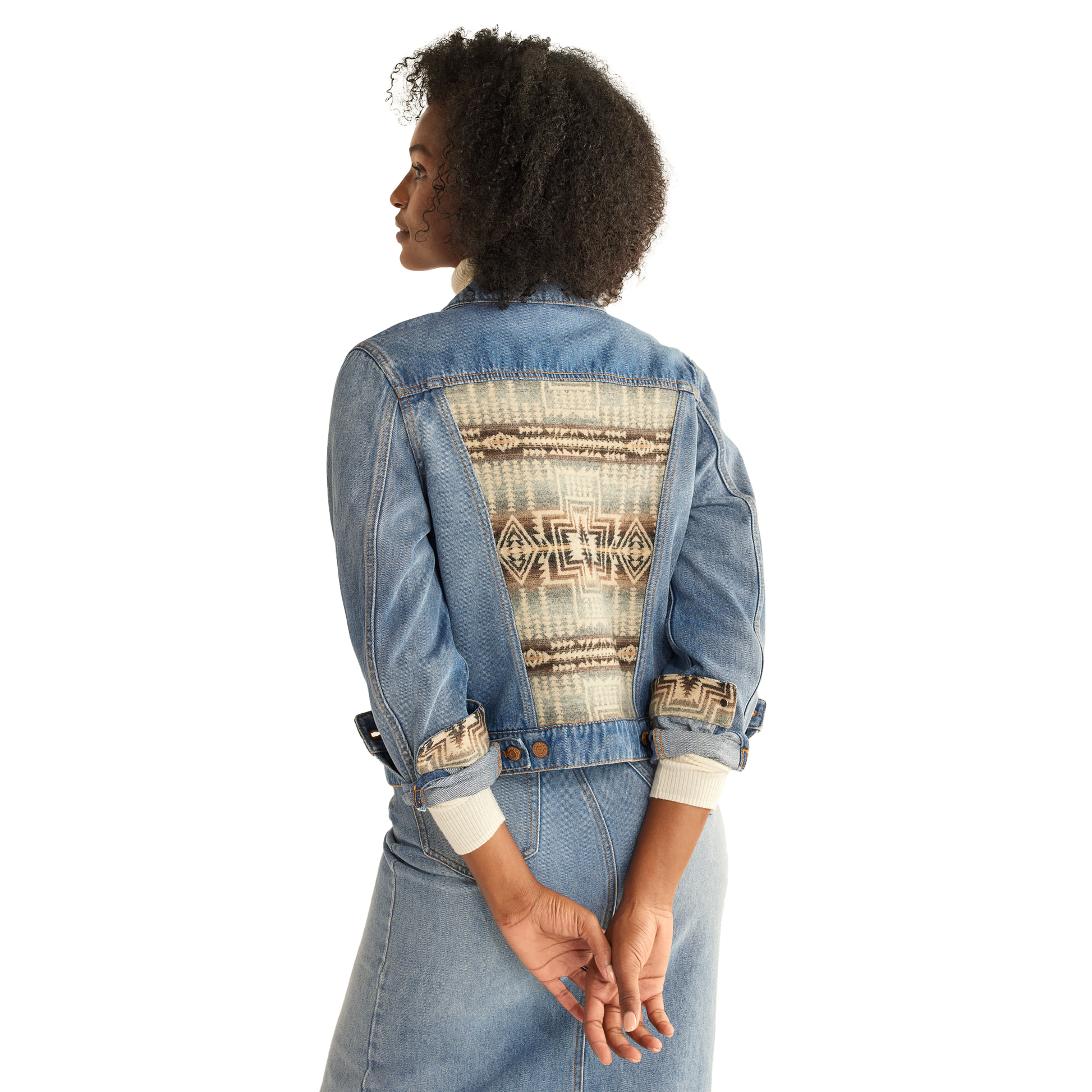 Denim jacket with wool inside women's online