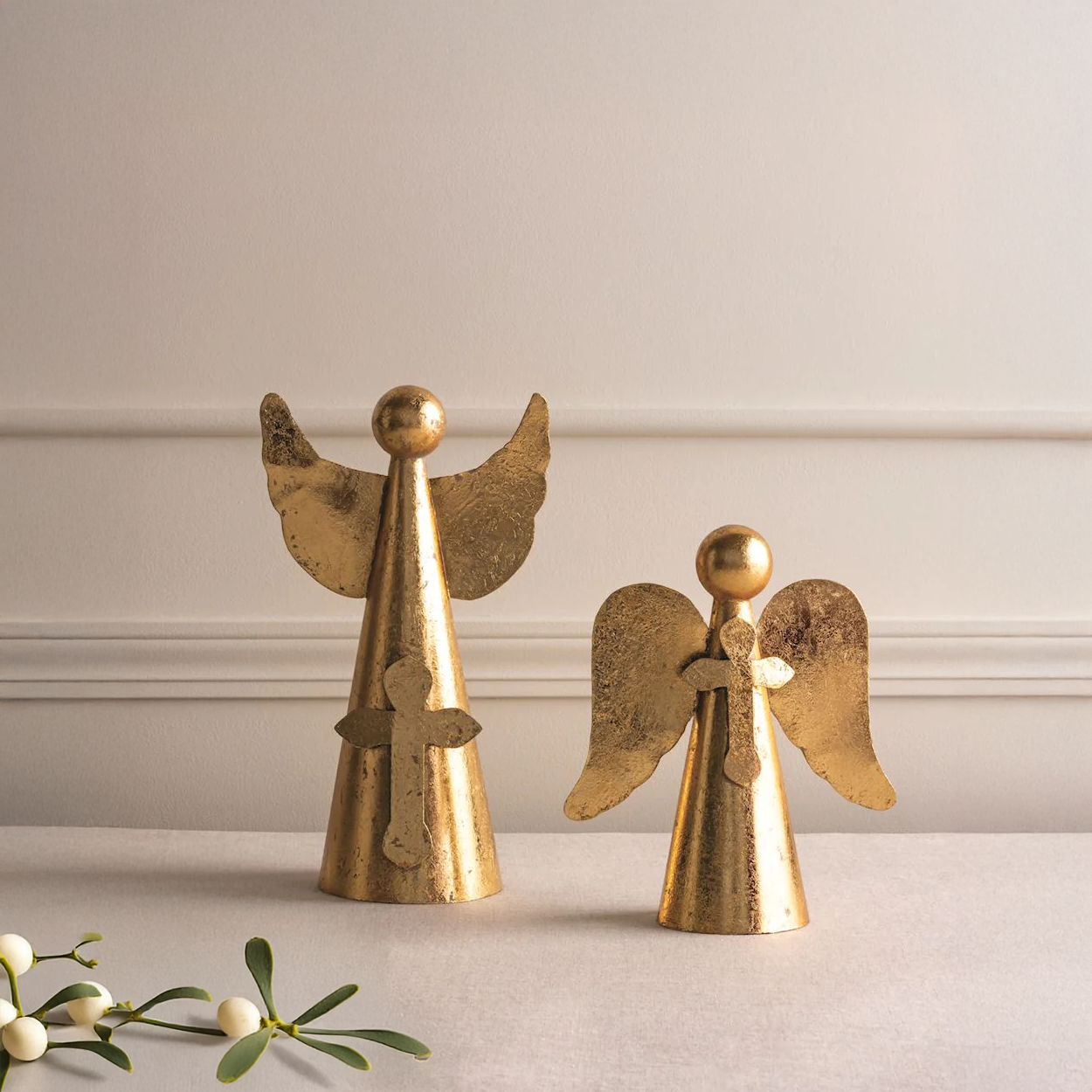 Brass Finished Metal Angel Cross Sitters