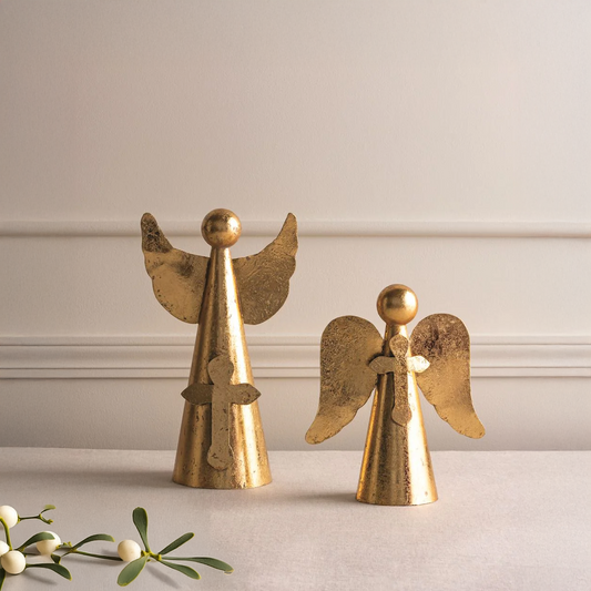 Brass Finished Metal Angel Cross Sitters