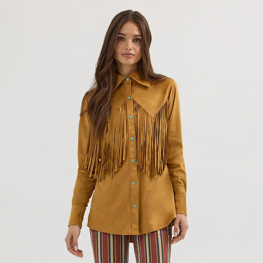 Wrangler x Lainey Wilson Fringe Snap Shirt - Bone Brown