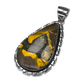 Bumblebee Jasper Teardrop Pendant with Geometric Tooled Silver Border