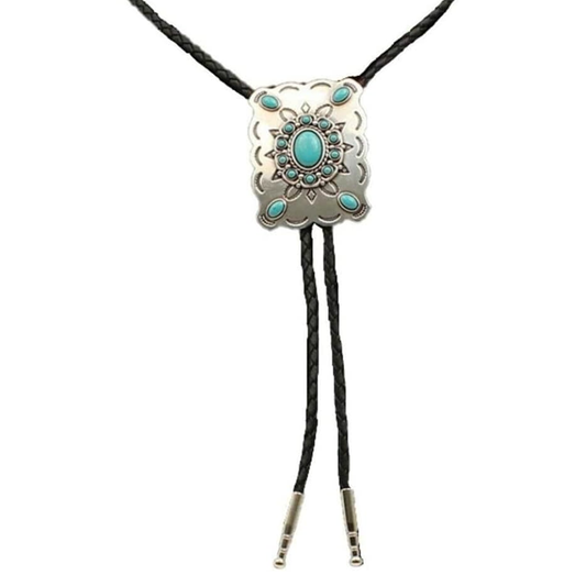Double S Western Rectangle & Turquoise Cluster Slide Bolo
