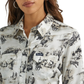 Wrangler Women's Retro Western Satin Long Sleeve Pearl Snap Shirt - Black and White