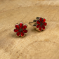 Red Opal Flower Stud Earrings