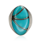 Radial Spirit Sleeping Beauty Turquoise Inlay Oval Ring by Norman Lee