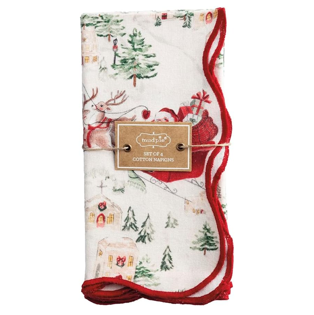Christmas Scalloped Cotton Napkin Set