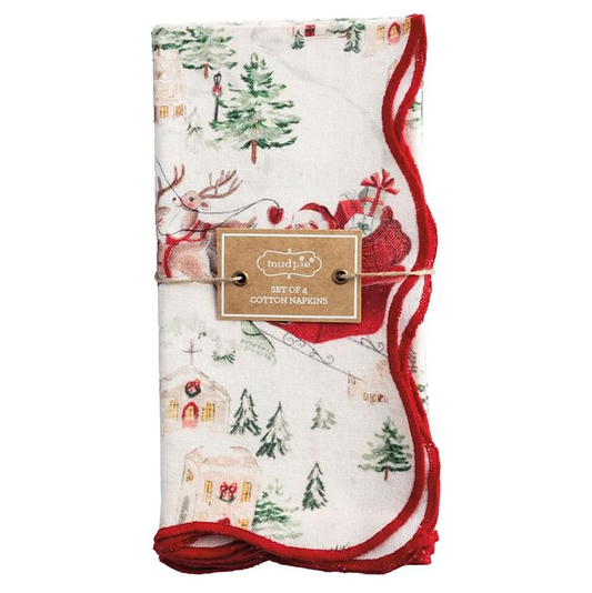 Christmas Scalloped Cotton Napkin Set