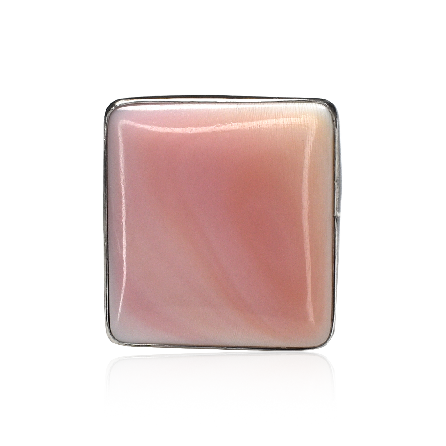 Large Square Pink Conch Shell Ring by Teller Indian Jewelry