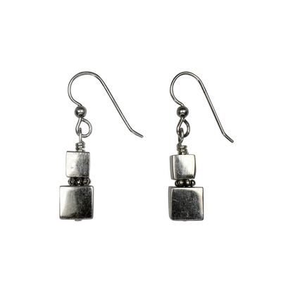 Sterling Silver Double Cube Totem Earrings