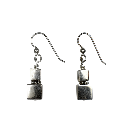 Sterling Silver Double Cube Totem Earrings