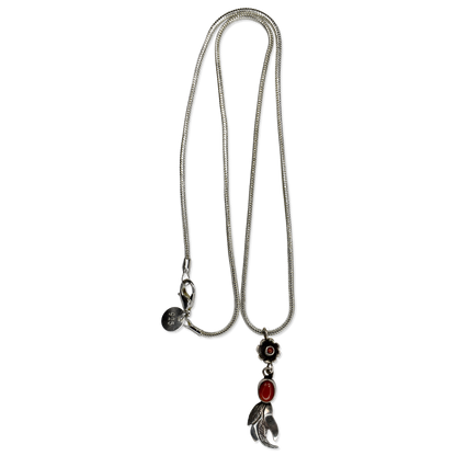 Feather and Flower Coral Pendant Necklace