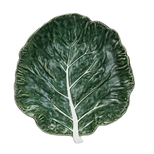 Hand-Painted Stoneware Cabbage Shaped Plate