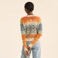 Pendleton Women's Sunset Raglan Cotton Sweater - Rust/Blue