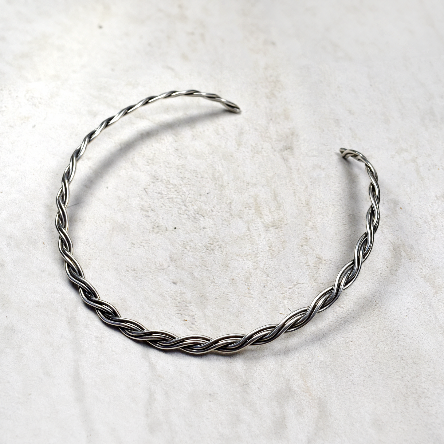 Hand Woven Sterling Silver Twist Collar Necklace by Elaine Tahe
